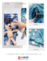 rainbowtouches fashion classic brand mens cargo pants bear pendant trousers loose straight high street style unique wide legs unique cargo style 1853