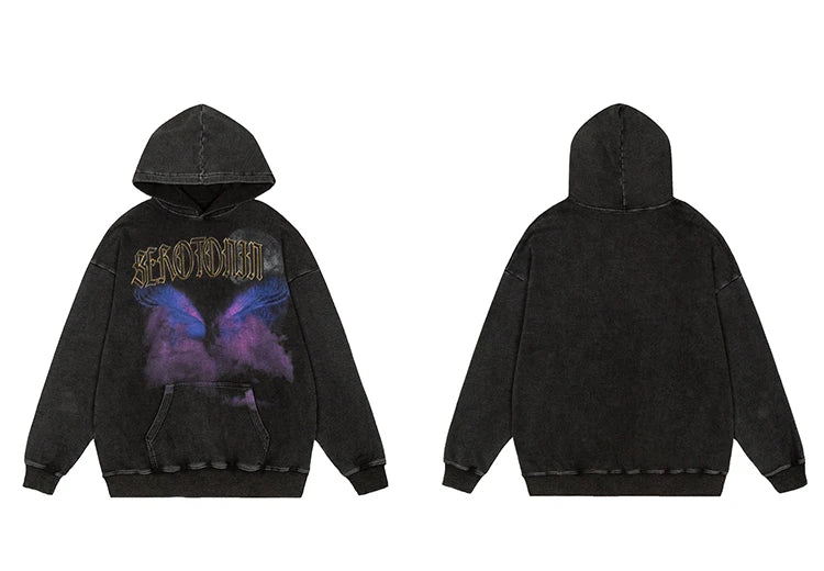Oversize Hoodie Hip Hop Washed Sweatshirt Men Streetwear Painting Grap