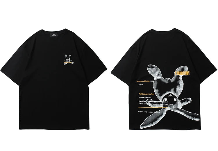 Y2K Graphic Tee – Hip Hop Streetwear Tshirt 2023 Men Cute Rabbit Letter Printe – Modern Streetwear for Everyone