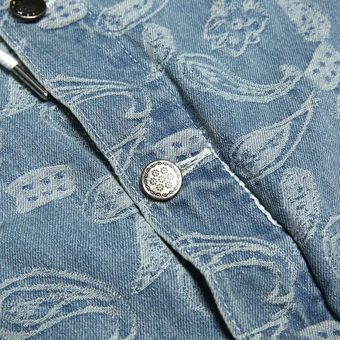 2 pieces sets men fashion patchwork single breast denim jeans hooded jacket coat and loose straight pants joggers streetwear set unique joggers style 4043