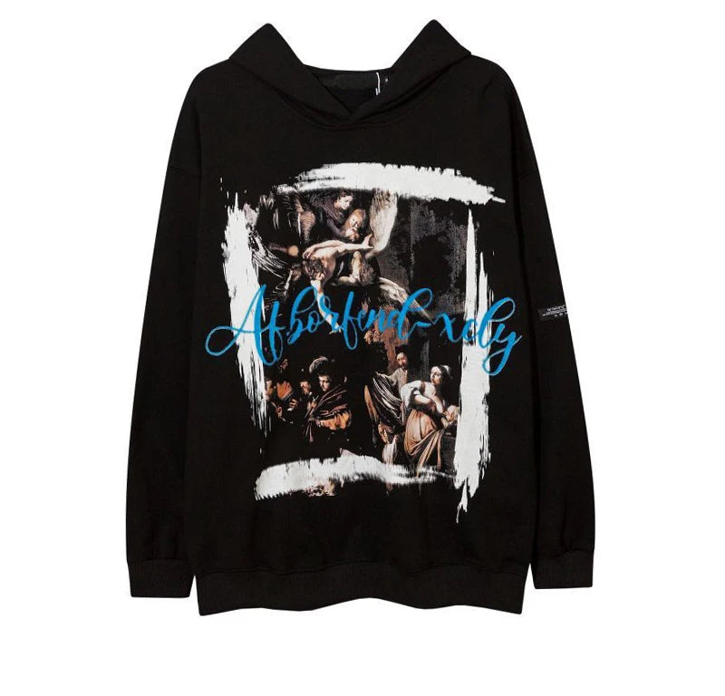 Harajuku chrome print featuring rainbowtouches hoodie men high street retro letter printing pattern hip hop harajuku women loose coat unisex superior quality