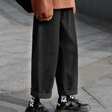 wide legs jeans men fashion retro solid color casual straight jean pants mens streetwear hip hop denim pants mens trousers m 3xl stacked flare jeans