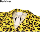 Dark Icon Yellow Leopard Hawaiian Shirt Men Vintage Street Polo Shirt Man Man Blouse