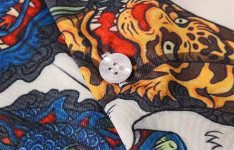 Sadcore Oversized shirt – Gonthwid Hawaiian Beach Shirts Harajuku Japanese Tattoo Cat