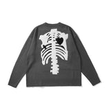hip hop skull knitted oversized sweater mens letter embroidery o neck long sleeve pullover streetwear loose sweaters clothing - anime inspired graphic hoodie, trendy hip hop fashion hoodie, bold artwork streetwear hoodie