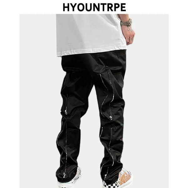 fashion back zipper loose zipper cargo straight pants new summer streetwear pants trousers mens harajuku casual pants joggers casual joggers