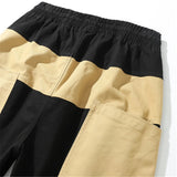 rainbowtouches men fashion retro casual splicing solid color straight cargo zipper pocket pants hip hop high street long trouser unique cargo style 3170