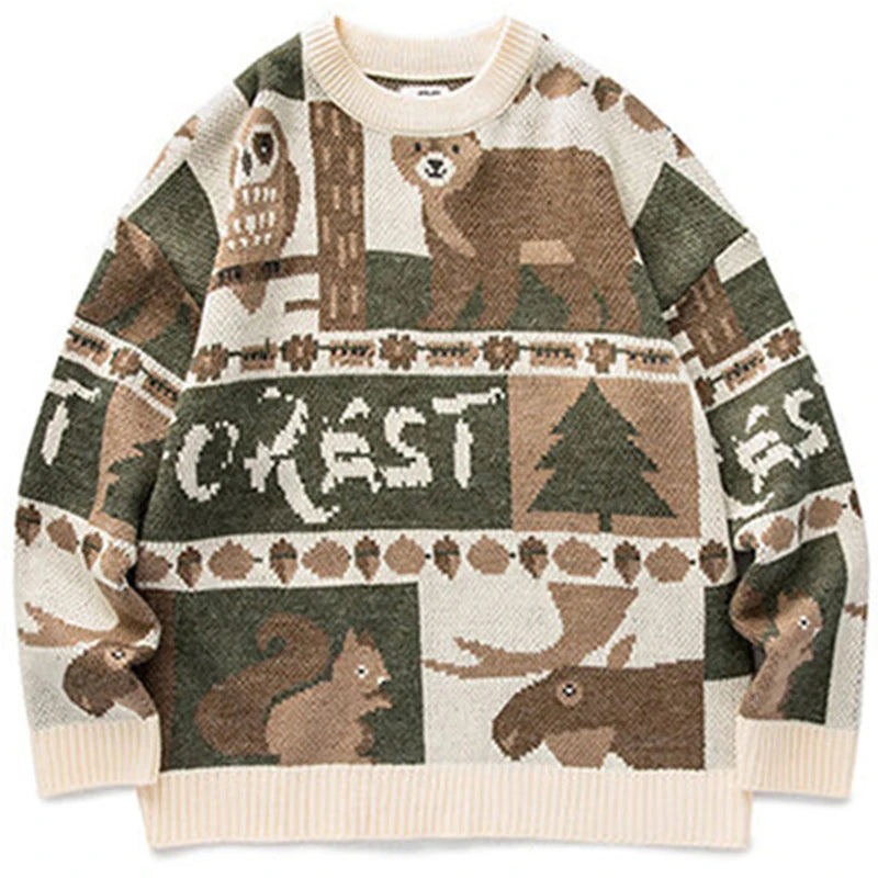 oversized flame jumper with bold print, ideal for photo-ready Y2K streetwear layering, street fashion menswear trend for seas