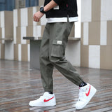 cargo pants men streetwear hip hop pants elastic waist harem ankle length trousers black army green harajuku loose casual pocket combat utility trousers