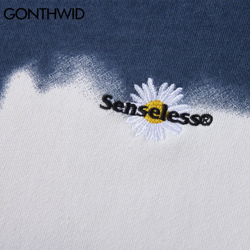 Gonthwid Harajuku Tie Dye Striped Pullover Sweatshirts Hoodies 2023 Me