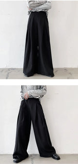 pants men high waist casual wide leg suit pant male vintage fashion japan korea streetwear loose long trousers unique default style 963