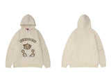 Men Hip Hop Streetwear Hoodie Sweatshirt Funny Bear Japanese Kanji Pul