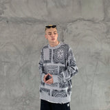 hip hop paisley printed ripped knitted holes sweater mens autumn winter long sleeve pullover streetwear loose sweaters clothing aesthetic street look hoodie, streetwear fashion hoodie, trendy hip hop style outerwear