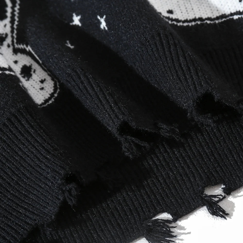 techwear street knit hoodie with oversized flame detail for urban fall winter outfits, street fashion menswear trend for seas