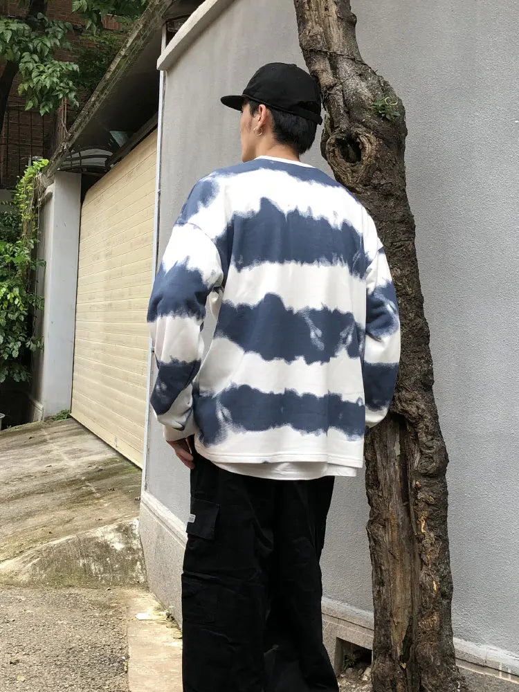 Gonthwid Harajuku Tie Dye Striped Pullover Sweatshirts Hoodies 2023 Me