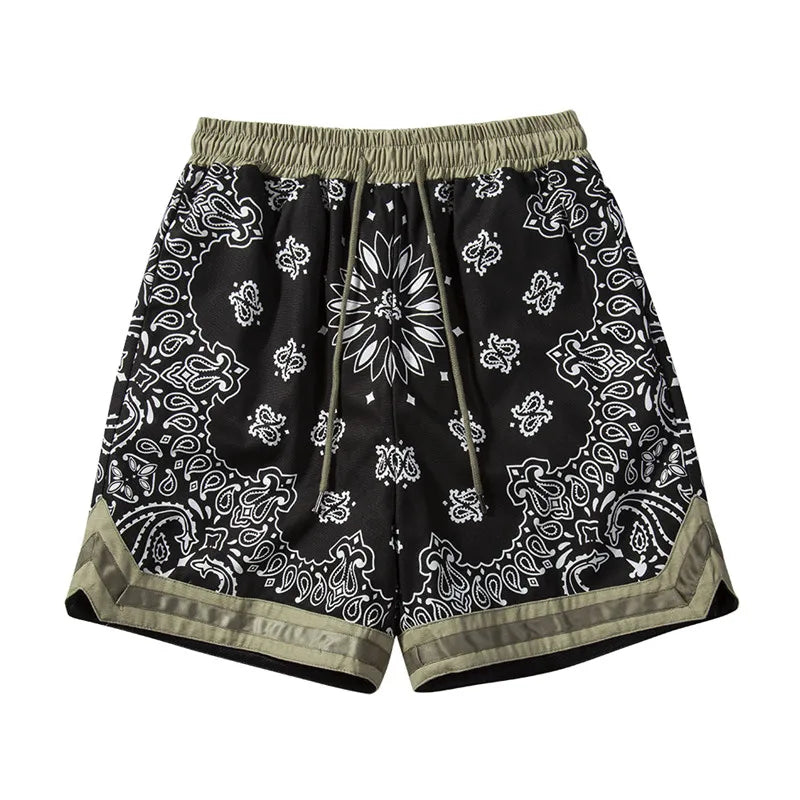 Hip Hop Loose Shorts Fashion Harajuku Printed Shorts Mens Summer Casual Elastic Waist Drewstring Streetwear Sportswear Joggers