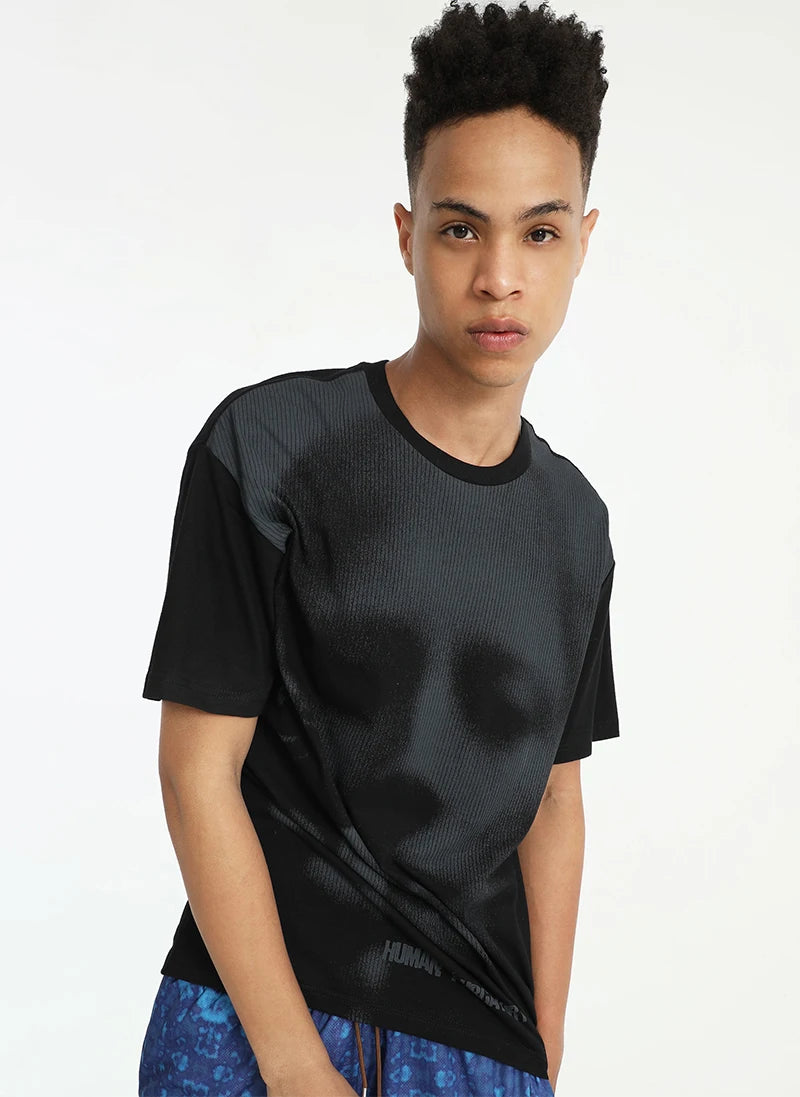 Trapwear Aesthetic piece – Rainbowtouhes T Shirt Men High Street Hip Hop Figure Face Pr