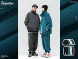 spring and autumn new fleece knitted coat mens loose couple suit versatile high street style unique default style 2001