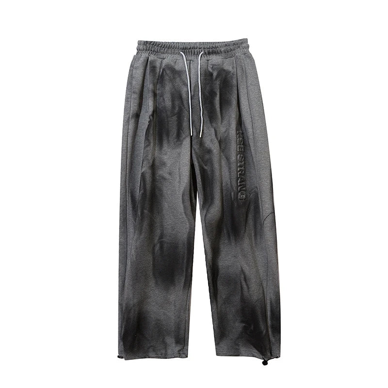 rainbowtouches classic fashion brand new trousers men tie dye gradient loose straight leg drape wide rope comfortable boys pants unique default style 2675