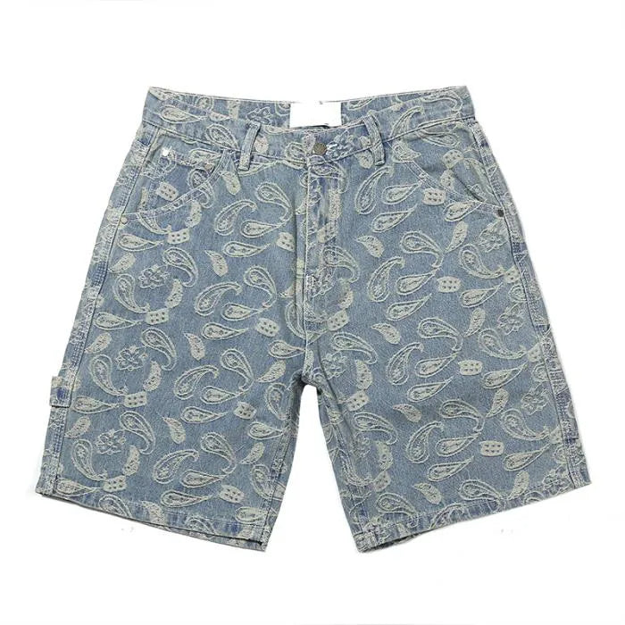 2 Pieces Sets Mens Fashion Embroidery Single Breasted Denim Jeans  Shirts and Straight Zipper Shorts Joggers Streetwear Sets