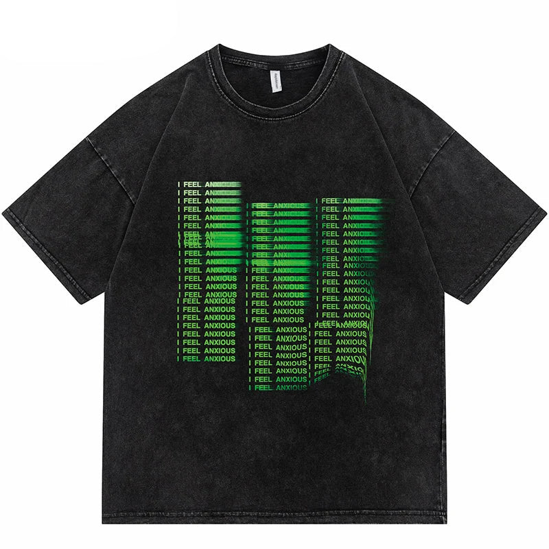 Vaporwave Oversized shirt – Hip Hop Washed Tshirt Streetwear Illusion Letter Printed Har
