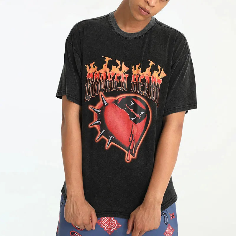 Glitchcore Fashion – Rainbowtouches Oversized T Shirt Hip Hop Unisex Washed T Shi – Modern Streetwear for Everyone