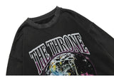Hip Hop 2023 Men Streetwear Sweatshirt Skull Lightning Print Pullover Ripped Hole Sweatshirt Harajuku Cotton Loose Sweat Shirt