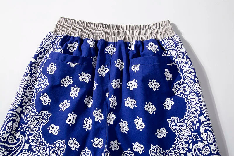 retro cashew flowers casual shorts summer streetwear fashion patchwork knee length men women paisley printing sweat shorts unique shorts style 3375