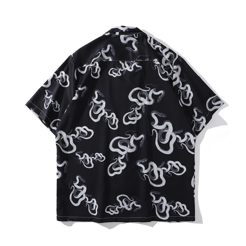 Dark Icon Snake Men's Shirt Short Sleeve Summer Vintage Polo Shirt Holiday Beach Shirts Man