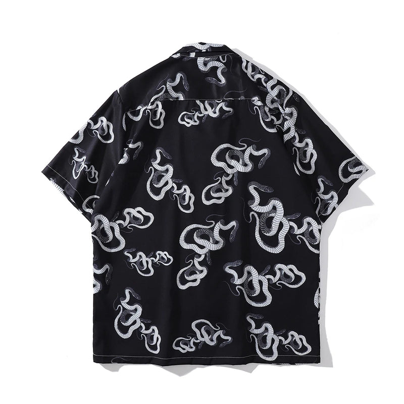 Dark Icon Snake Men's Shirt Short Sleeve Summer Vintage Polo Shirt Holiday Beach Shirts Man