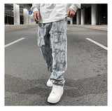 high street feathers embroidery denim pants mens zipper straight jeans trouser with belt hip hop streetwear loose joggers pants unique joggers style 3595
