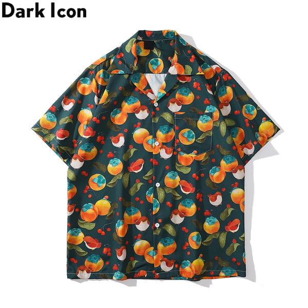Dark Icon Full Printed Men's Shirt Short Sleeve 2022 Summer Thin Material Polo Shirt