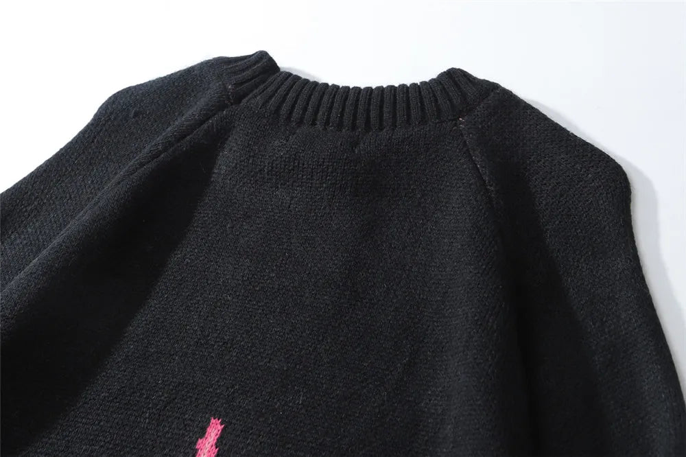 hip hop mens streetwear harajuku knitted sweater fire flame autumn winter new o neck sweater pullover loose retro vintage cotton aesthetic street look hoodie, urban wear with bold artwork, streetwear fashion hoodie