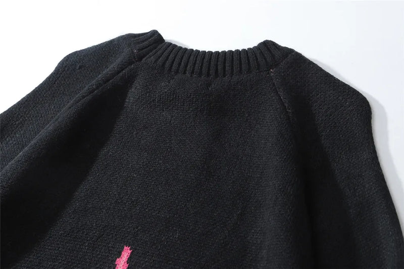 hip hop mens streetwear harajuku knitted sweater fire flame autumn winter new o neck sweater pullover loose retro vintage cotton aesthetic street look hoodie, urban wear with bold artwork, streetwear fashion hoodie