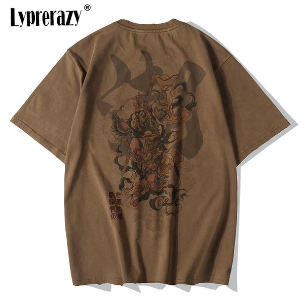 Trapwear Aesthetic print tee – Lyprerazy Chinese Vintage Monkey King Embroidery T Shirt Men