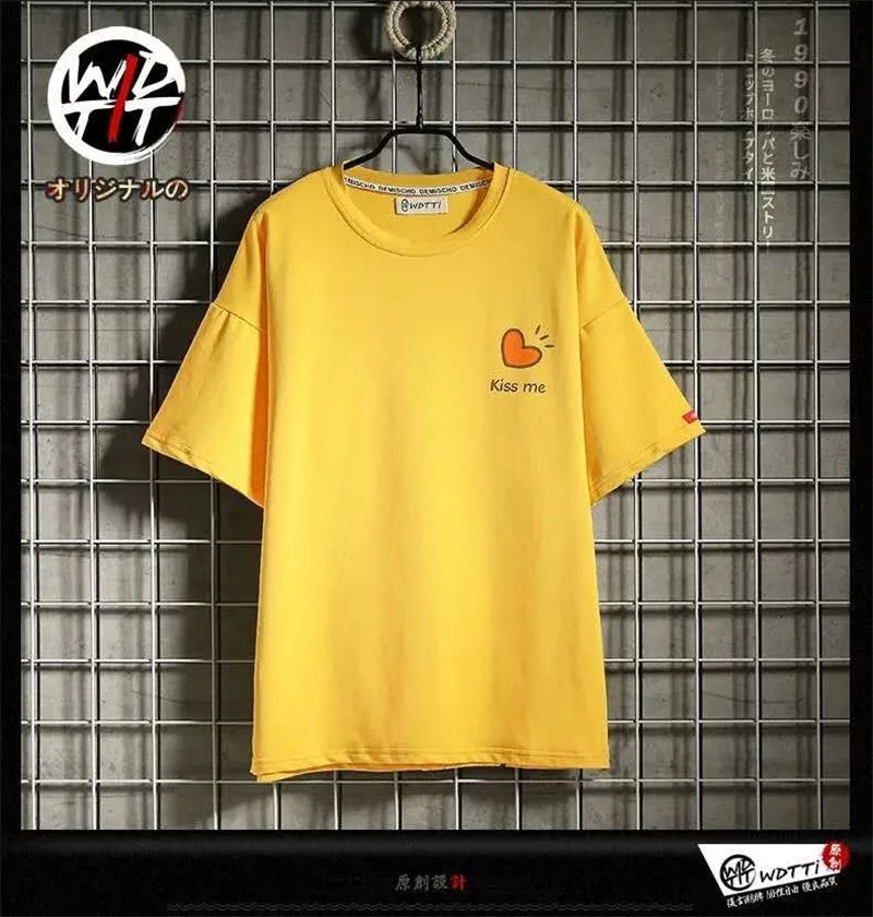 Y2K Graphic Tee – Black Kawaii Cat T Shirt Men Japanese Cute T Shirt – Urban Streetwear for Men & Women