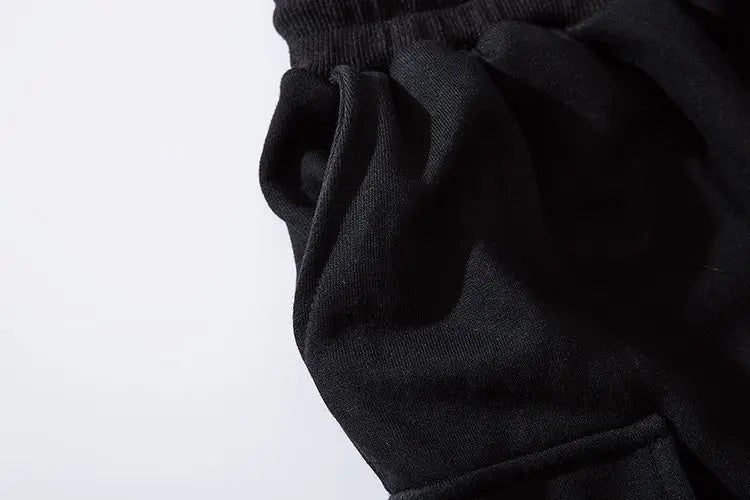 men hip hop black cargo pants joggers sweatpants overalls men ribbons streetwear harem pants women fashions trousers unique joggers style 2709
