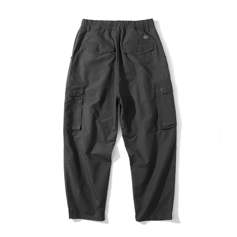 rainbowtouches fashion classic brand mens baggy cargo pants soild color trousers loose straight tooling style lace up overalls unique cargo style 1708