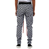 white black plaid joggers pants men hip hop retro checkered casual pants women streetwear fashionable ankle zip sweat pants male casual joggers