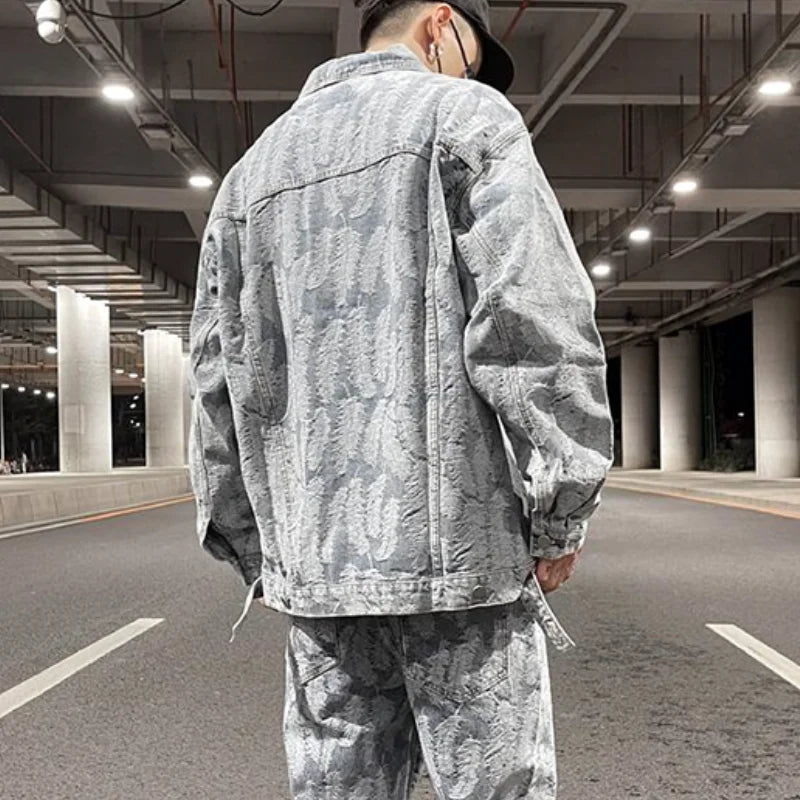 trendy coat featuring hip hop denim jeans jacket coat fashion feathers embroidery jeans coats high street outerwear streetwear jackets mens clothing design – premium quality jacket for men