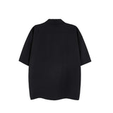 Men Fashion Punk Shirt  Hip Hop Black Harajuku Shirts with Chain Streetwear Summer Loose Short Sleeve Casual Tops Mens Shirts