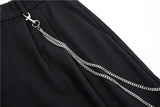 mens shorts summer casual black zipper elastic waist straight short pants with chain new hip hop streetwear loose shorts joggers unique joggers style 2356