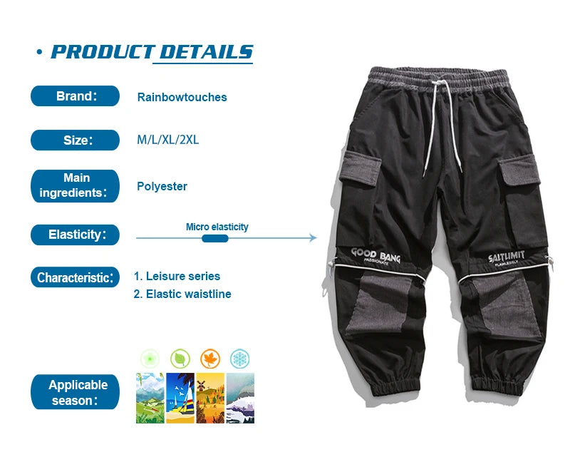 rainbowtouches 2022 tidal current brand mens pants fashion high street wear trousers loose straight safari style overalls man unique default style 1344