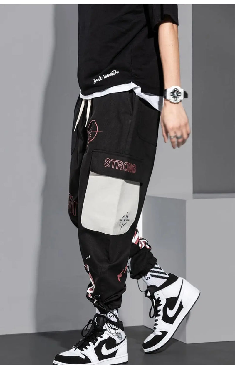 men pants spring and autumn cargo pants man fashion hip hop casual pants loose korean drawstring men joggers sweatpants unique joggers style 2466