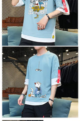 Anime Streetwear top – Hip Hop Kahaki T Shirt Short Sleeve Kawaii Harajuku Cat T Sh