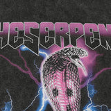 Sadcore Aesthetic print tee – Men Washed T Shirt Hip Hop Streetwear Lightning Snake Print