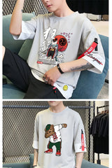 Anime Streetwear top – Hip Hop Kahaki T Shirt Short Sleeve Kawaii Harajuku Cat T Sh