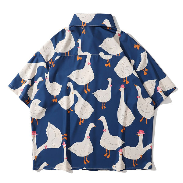 "Duckie" Unisex Men Women Streetwear Graphic Button Up Daulet Apparel