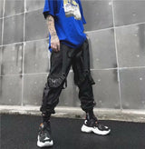 men hip hop black cargo pants joggers sweatpants overalls men ribbons streetwear harem pants women fashions trousers unique joggers style 2716