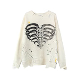 mens hip hop streetwear skull graffiti harajuku sweaters casual knitted sweater ripped holes cotton pullover men jumper sweater - bold artwork streetwear hoodie, Y2K grunge street style, oversized streetwear hoodie